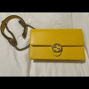 Yellow Gucci interlocking GG crossbody/ wallet